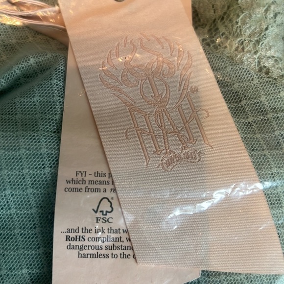 We Are HAH Kim On Lace Boho Ruffle Top Blue Green Size M - Picture 9 of 9